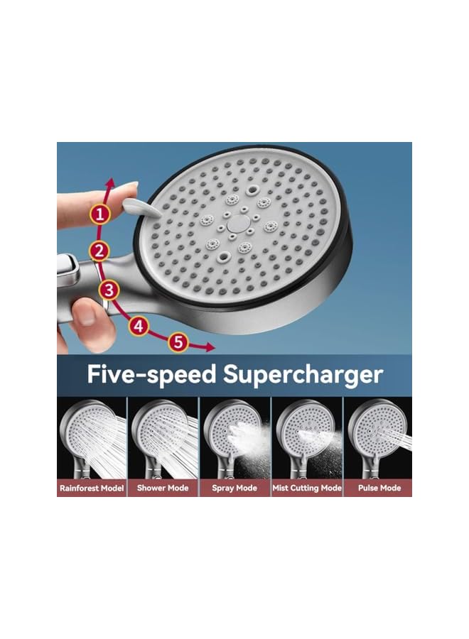 The Bros 2pack Filtered Shower Head Handheld, Mineral Bead Filter, 5 Spray Mode Showerhead, Stone Balls Filtration Remove Chlorine Harmful Substance Purifying Hard Water - Image 4