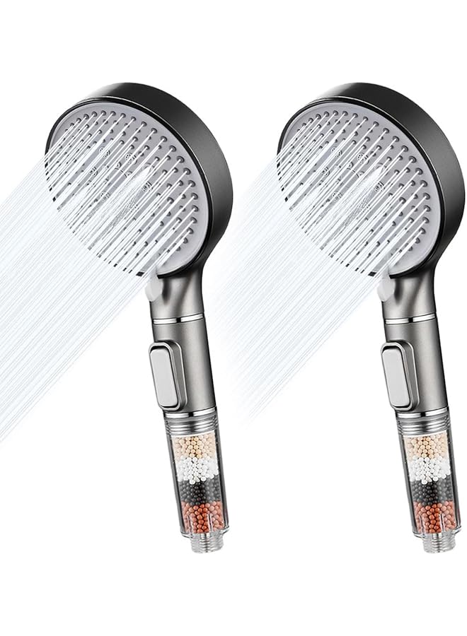 The Bros 2pack Filtered Shower Head Handheld, Mineral Bead Filter, 5 Spray Mode Showerhead, Stone Balls Filtration Remove Chlorine Harmful Substance Purifying Hard Water - Image 1