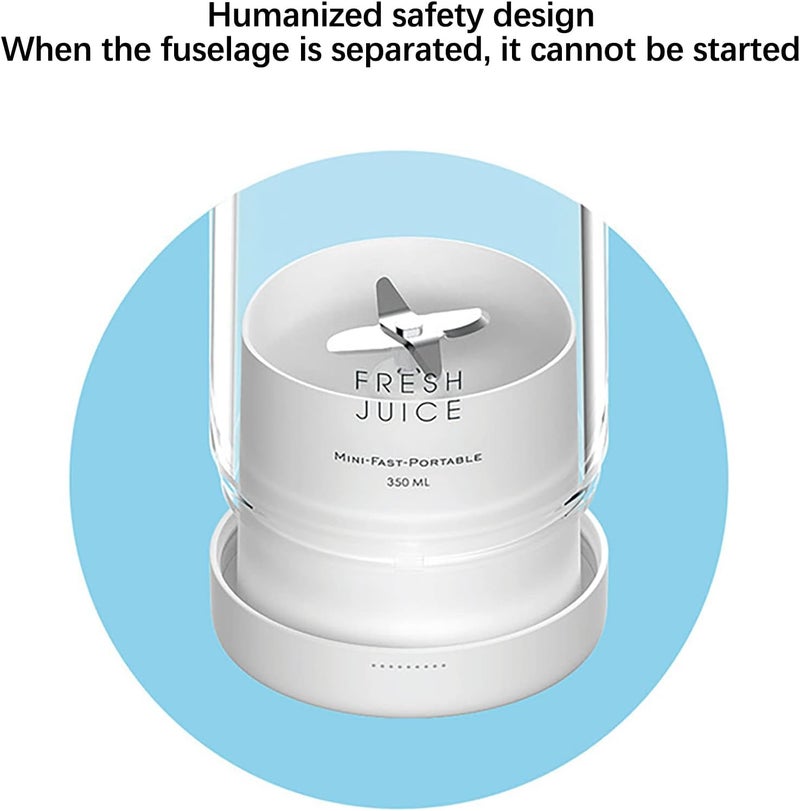 woobles Portable Juice Maker Electric Blender, USB Rechargeable 350ML Mini Fruit Mixing Cup Smoothie Maker Cup for Home Office Travel (White) White - Image 5