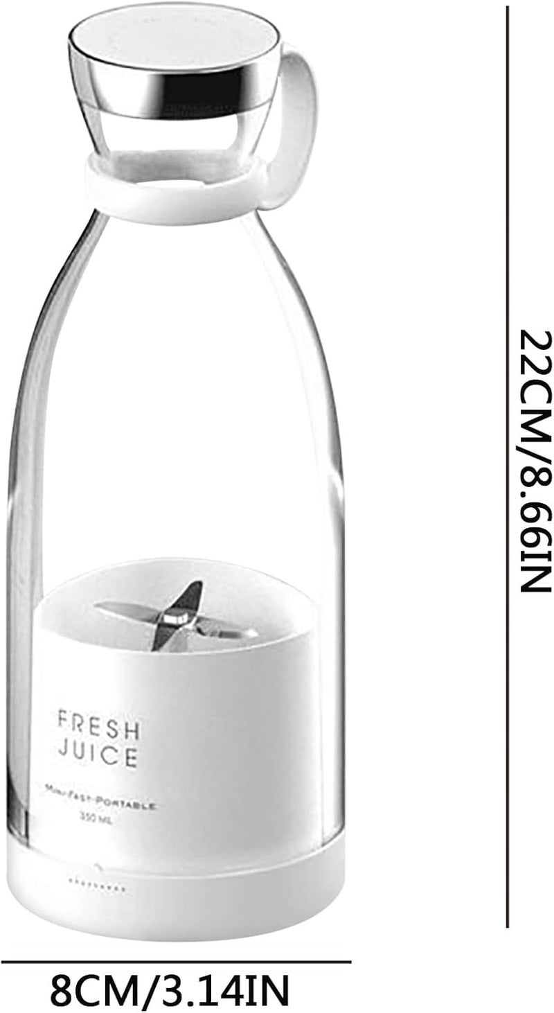 woobles Portable Juice Maker Electric Blender, USB Rechargeable 350ML Mini Fruit Mixing Cup Smoothie Maker Cup for Home Office Travel (White) White - Image 2