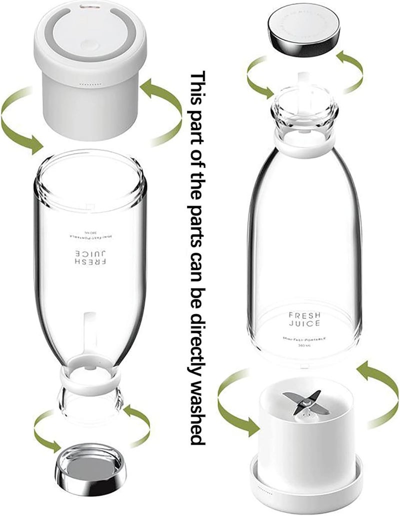 woobles Portable Juice Maker Electric Blender, USB Rechargeable 350ML Mini Fruit Mixing Cup Smoothie Maker Cup for Home Office Travel (White) White - Image 3