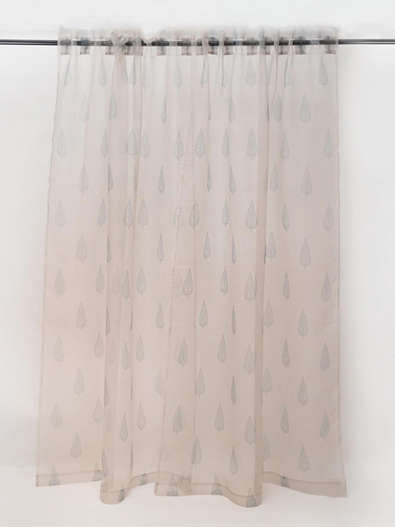 ZEBA World Transparent Organza Sheer Curtain for Door | Bedroom and Living Room | Soft and Light Weight | Printed Antique Motif in Multicolor - 50x90 inches (7.5feet Long) (Pack of 1) - Image 2