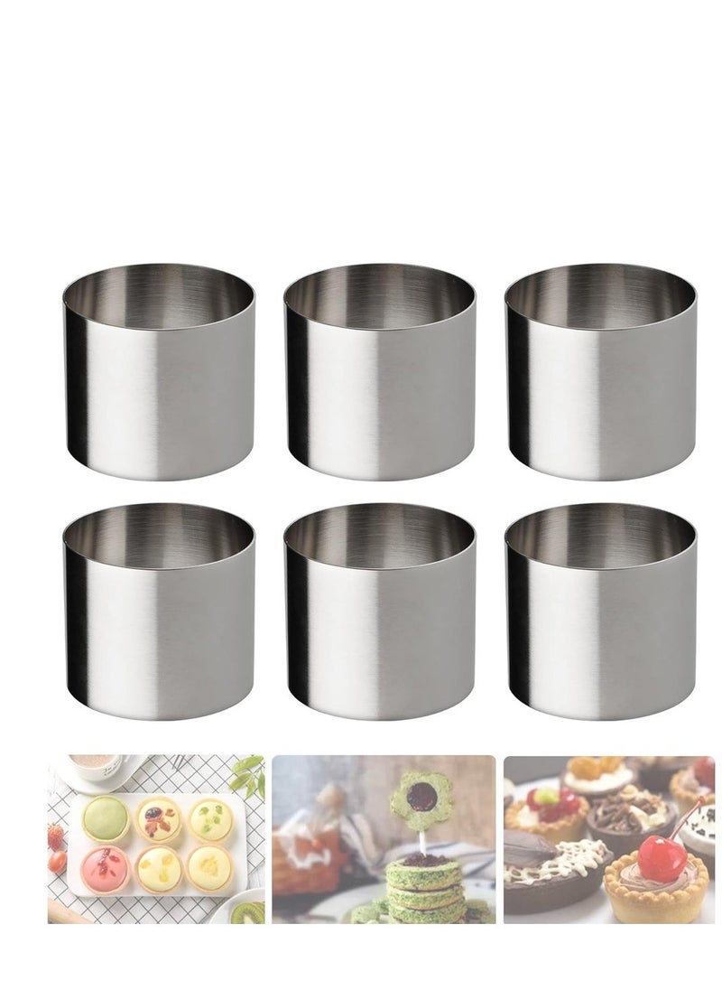 Cake Rings Mold Stainless Steel Nonstick Tart Ring Round Ring Molds Mousse Dessert Rings Tart Molds for Baking Cake Cookie Biscuit Cutter Muffin Baking Molds 6 Packs  - Image 1