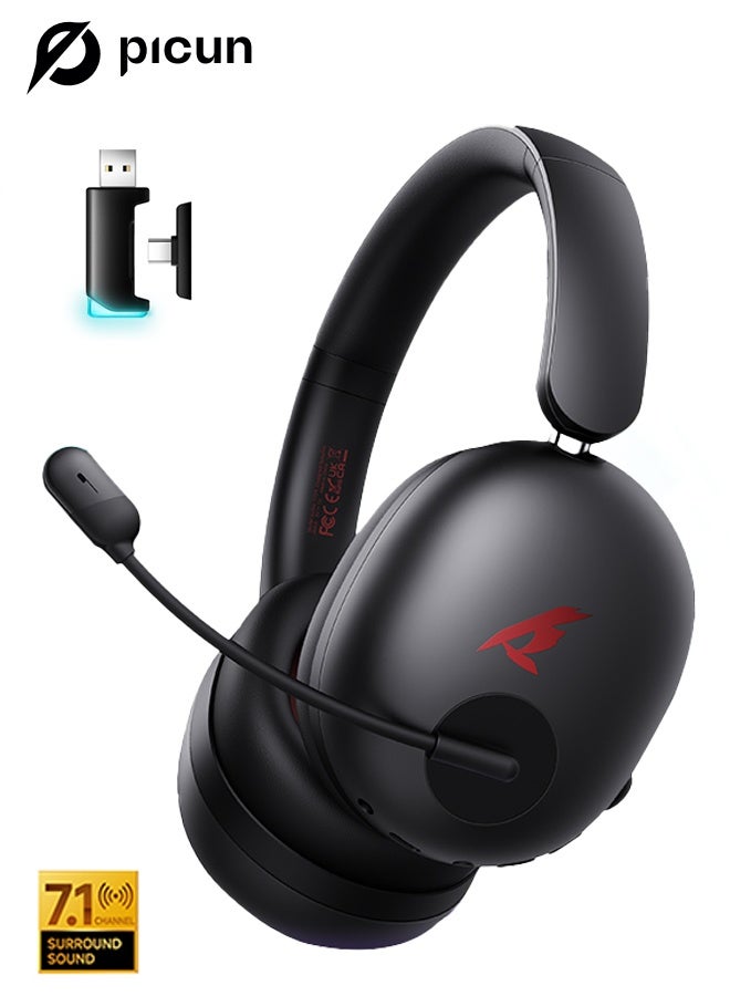 Picun Wireless Gaming Headset, 7.1 Surround Sound Gaming Headphones Bluetooth ENC Noise Canceling Mic, Bluetooth Headset for PC PS5 PS4 Mac Switch - Image 1