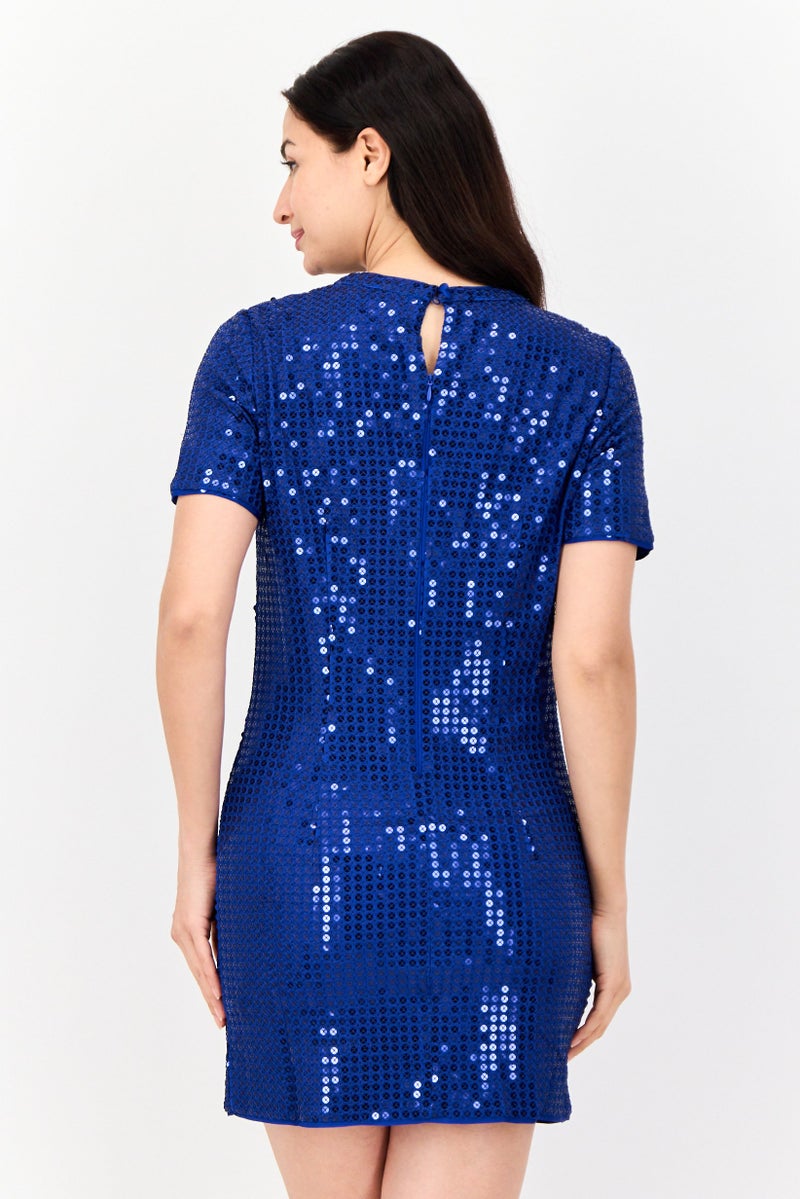 ESPRIT Women Sequin Mini Dress, Blue - Image 4
