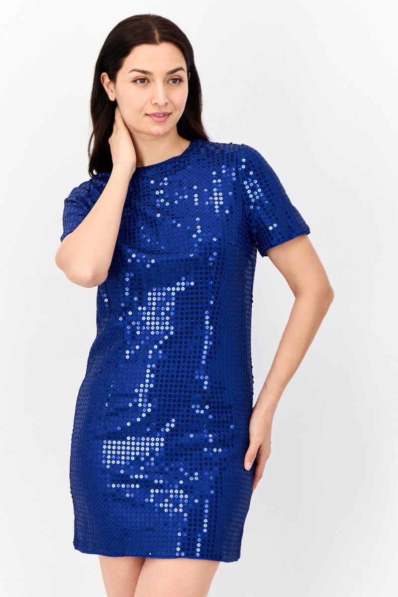ESPRIT Women Sequin Mini Dress, Blue - Image 1