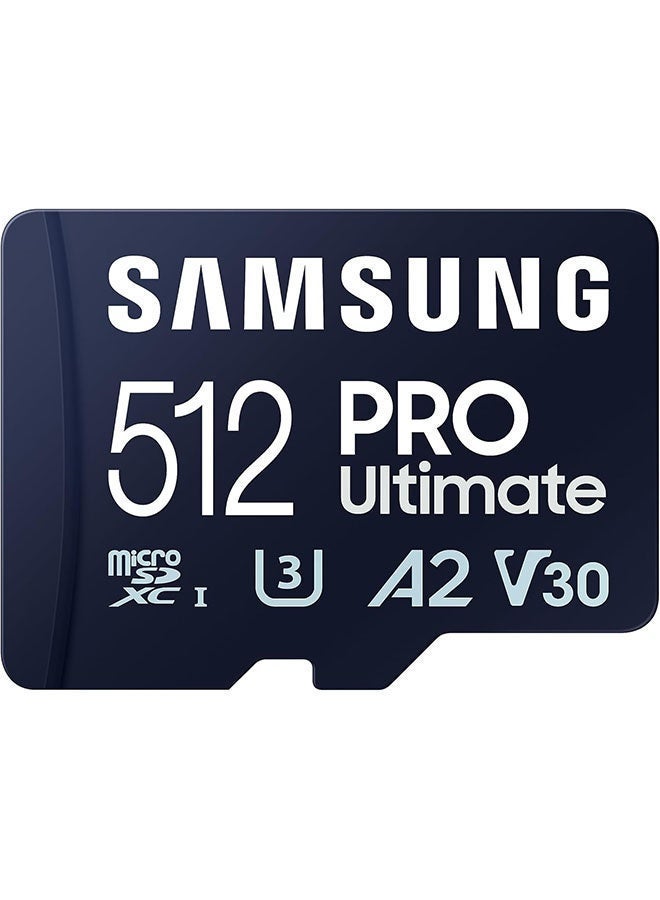 Samsung PRO Ultimate microSD Card + SD Adapter, 512 GB, for Smartphones, Drone and Action Cam, UHS-I U3, 160 MB/s Read, 120 MB/s Write, ‎ MB-MY512SA/WW - Image 1