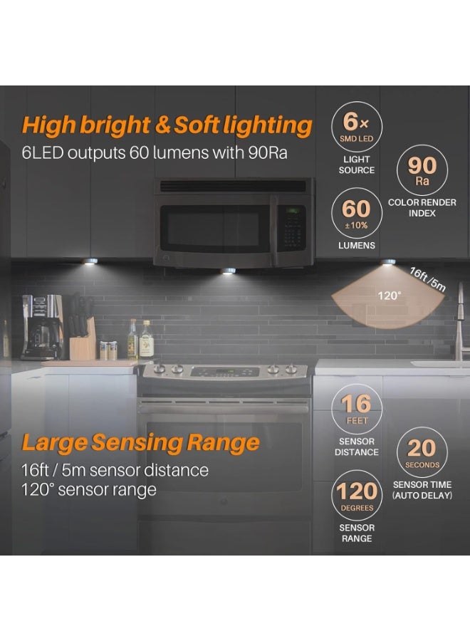 3 قطع من أضوء LED ليلية تعمل بالحركة والبطارية للسلالم والخزائن - Image 2