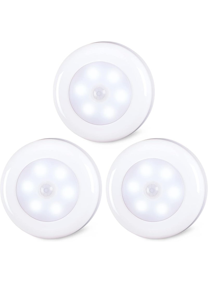 3 قطع من أضوء LED ليلية تعمل بالحركة والبطارية للسلالم والخزائن - Image 1