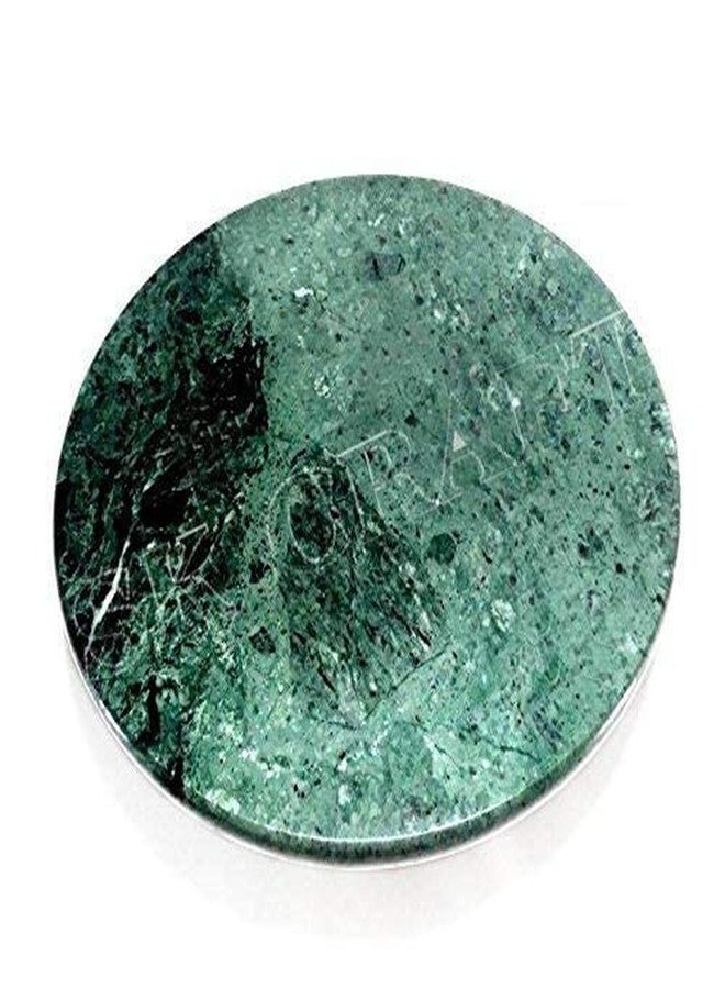 SK Craft Marble Chakla Green - 9" Diameter - Ring Base Rolling Pin Board, Roti Maker - from Banks of Holy River Narmada