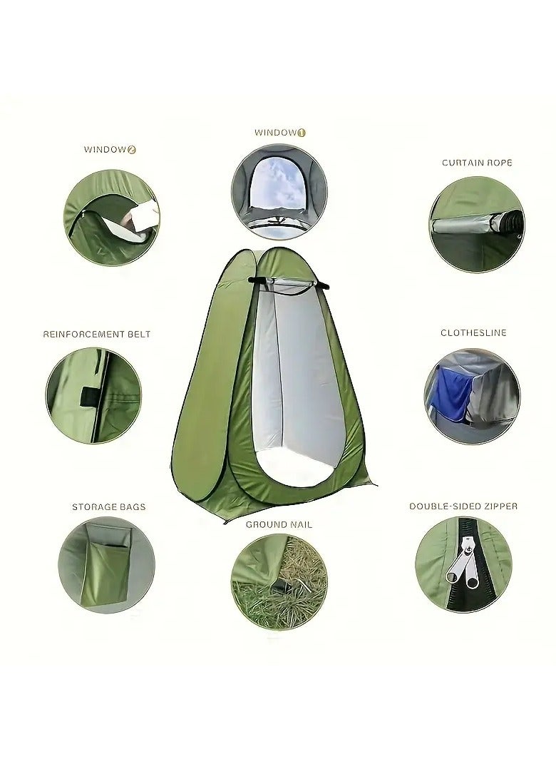 Oakura Pop-Up Toilet Tent – Portable Privacy Shelter in Green - Image 3