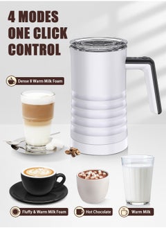 HomarKet Electric Milk Frother and Steamer 4 in 1 Automatic Milk Warmer 400W Non-Stick Interior 350ml Hot/Cold Stainless Steel Milk Foam Maker with Washing Brush for Coffee/Hot Chocolate Milk/Latte/Cappuccinos-White  - Image 2