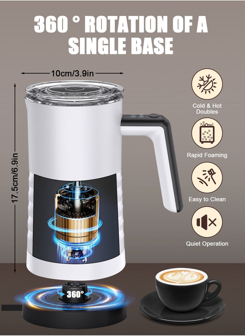 HomarKet Electric Milk Frother and Steamer 4 in 1 Automatic Milk Warmer 400W Non-Stick Interior 350ml Hot/Cold Stainless Steel Milk Foam Maker with Washing Brush for Coffee/Hot Chocolate Milk/Latte/Cappuccinos-White  - Image 5