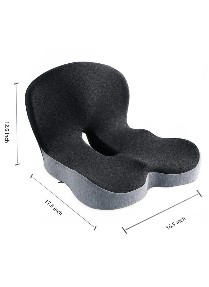 LOKIPA - Seat Cushion and Lumbar Support Pillow, Memory Foam Office Chair Cushions for Back and Butt, Car Seat Cushions Back Support Pillows with Washable Cover, Reduce Pressure On Tailbone, Relieve Pain - Image 1