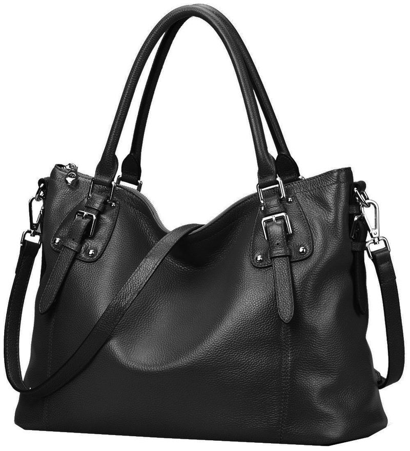 Heshe Genuine Leather Purses and Handbags for Women Tote Shoulder Bag Satchel Purse Top Handle Bags Hobo Crossbody Purse (Large,Black) - Image 3
