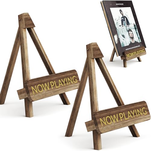NiHome Now Playing Retro Wood Vinyl Record Stand Stylish Vinyl Display Holder Home Dcor Multifunctional Organizer for Albums Records Magazines and Photos 2PCS - Image 1