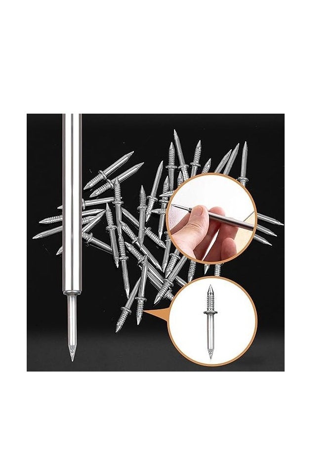 Generic - Double-Head Skirting Thread Seamless Nail,Skirting Line Without Marks Nail, Double-Headed Nails, Invisible Screws & Nail-Specific Sleeve Tool, Seamless Skirting Thread Nails with Sleeve Tool (100pcs) - Image 1