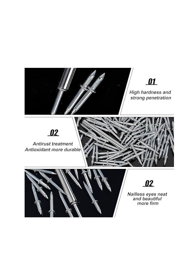 Generic - Double-Head Skirting Thread Seamless Nail,Skirting Line Without Marks Nail, Double-Headed Nails, Invisible Screws & Nail-Specific Sleeve Tool, Seamless Skirting Thread Nails with Sleeve Tool (100pcs) - Image 1