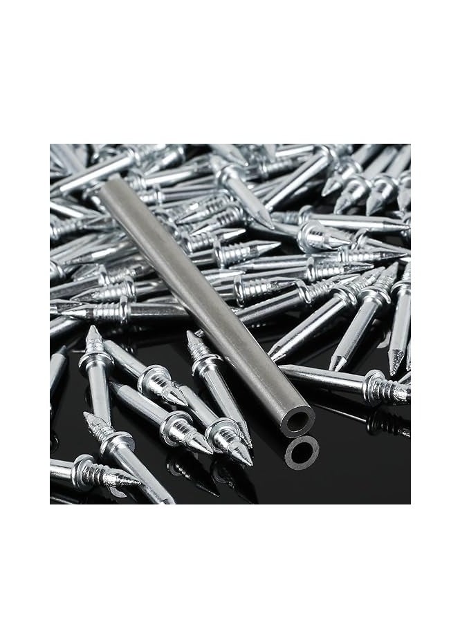 Generic - Double-Head Skirting Thread Seamless Nail,Skirting Line Without Marks Nail, Double-Headed Nails, Invisible Screws & Nail-Specific Sleeve Tool, Seamless Skirting Thread Nails with Sleeve Tool (100pcs) - Image 1