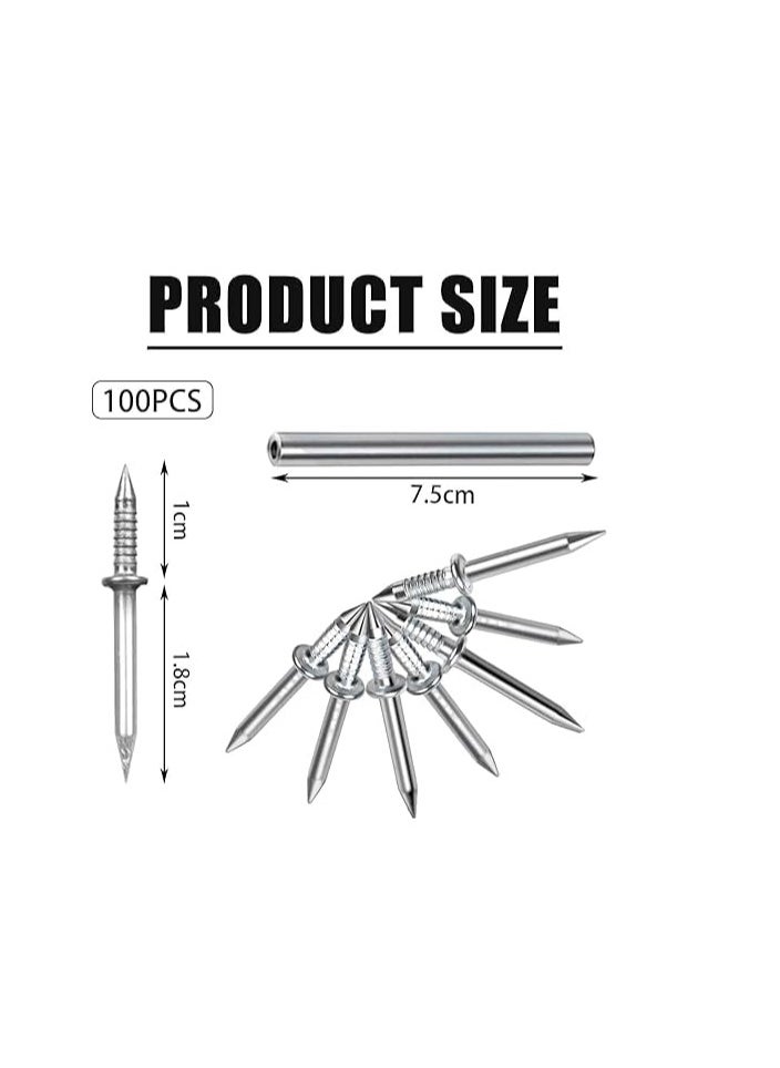 Generic - Double-Head Skirting Thread Seamless Nail,Skirting Line Without Marks Nail, Double-Headed Nails, Invisible Screws & Nail-Specific Sleeve Tool, Seamless Skirting Thread Nails with Sleeve Tool (100pcs) - Image 1
