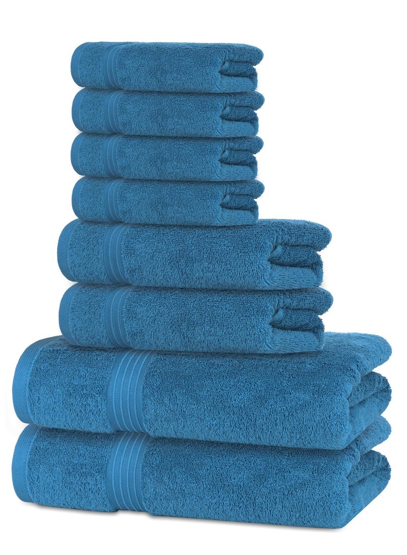 Bliss Casa 8 Piece Towel Set; 2 Bath Towels, 2 Hand Towels and 4 Washcloths - 550 GSM 100% Combed Cotton Quick Dry Highly Absorbent Thick Bathroom Towels - Soft Hotel Quality for Bath and Spa - Image 4