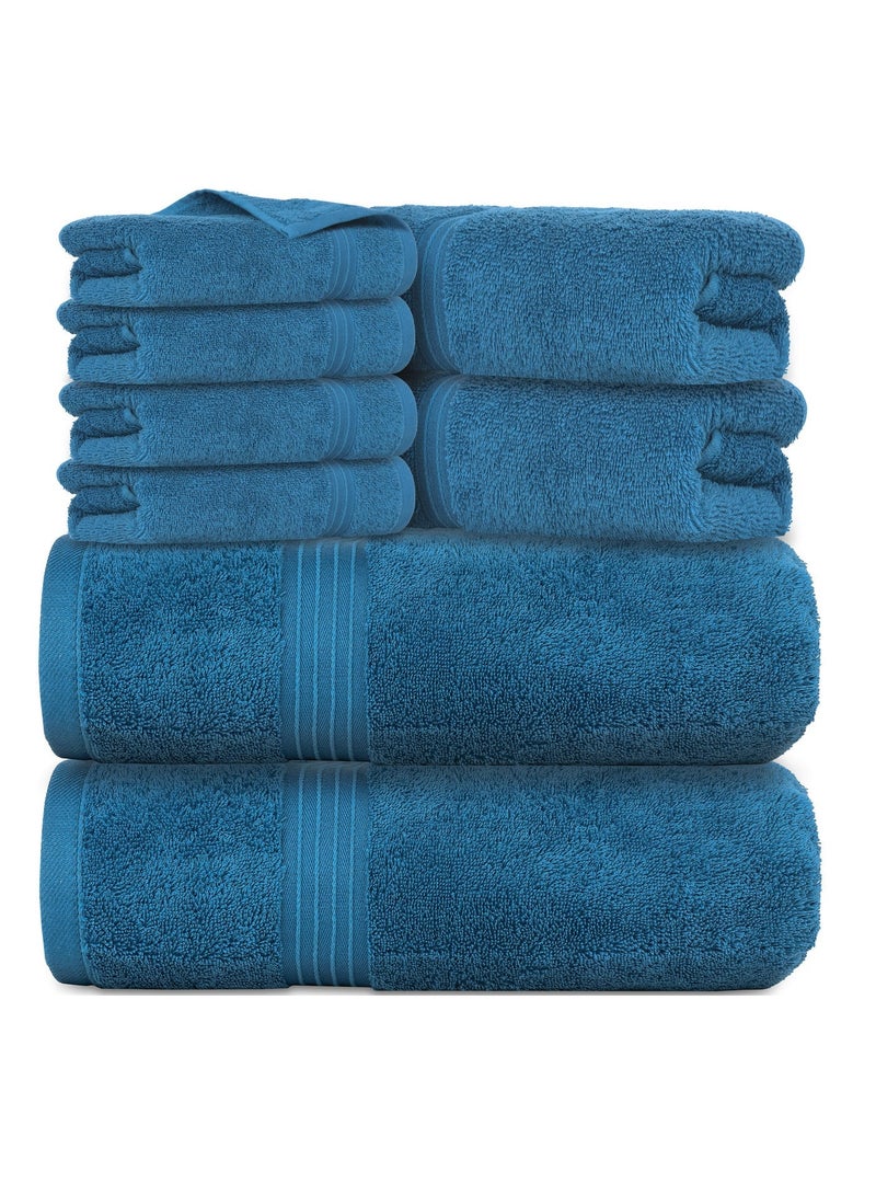 Bliss Casa 8 Piece Towel Set; 2 Bath Towels, 2 Hand Towels and 4 Washcloths - 550 GSM 100% Combed Cotton Quick Dry Highly Absorbent Thick Bathroom Towels - Soft Hotel Quality for Bath and Spa - Image 3