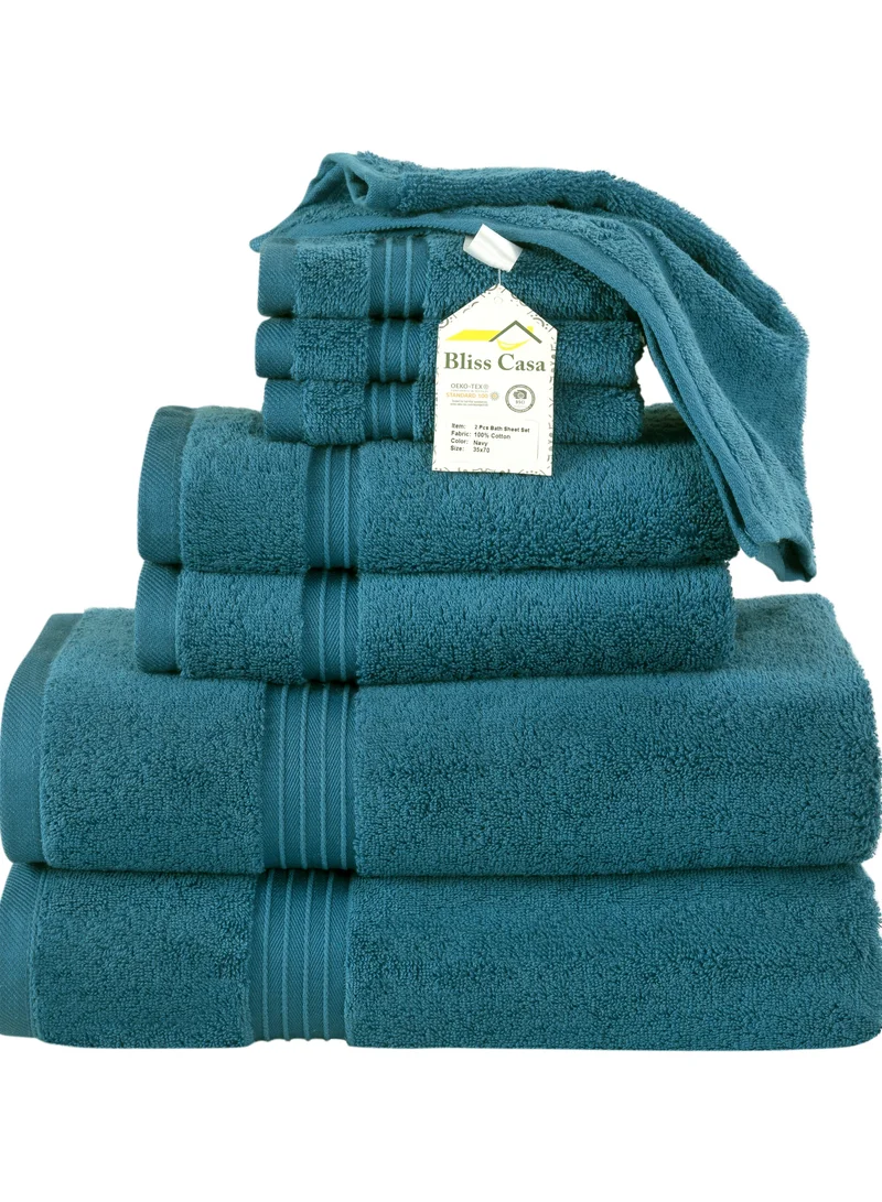 Bliss Casa Bliss Casa 8 Piece Towel Set; 2 Bath Towels, 2 Hand Towels and 4 Washcloths - 550 GSM 100% Combed Cotton Quick Dry Highly Absorbent Thick Bathroom Towels - Soft Hotel Quality for Bath and Spa