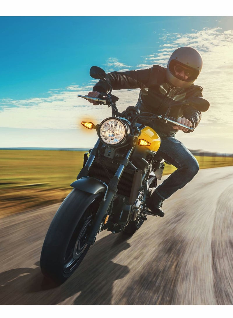 Loquat Universal 12V Motorcycle LED Turn Signal Lights - 4 Pcs Amber Mini Indicator Blinker for Front u0026 Rear Use - Image 2