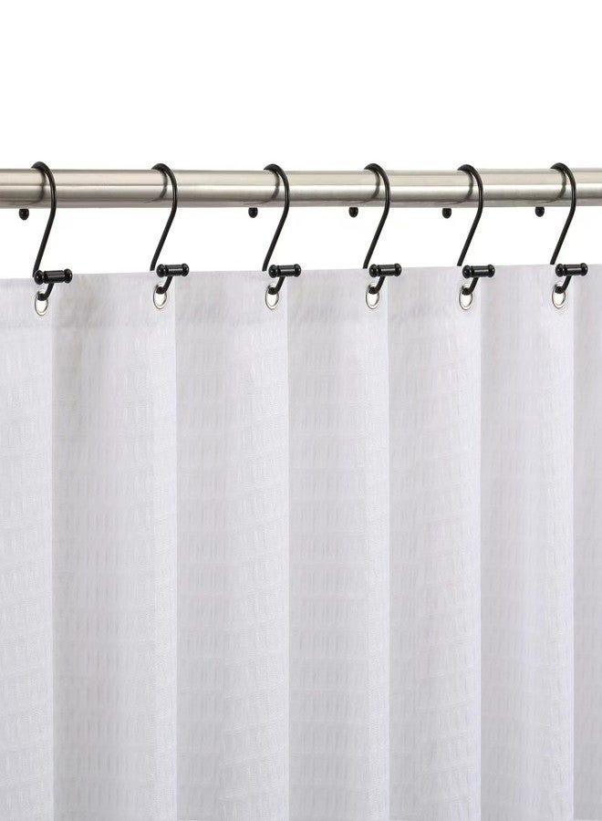 EleCharm Bathroom Decorative Shower Curtain Hook Upgrade T Shape Anti-Slip Shower Curtain Ring Rustproof Multi-use Hangers (Black) - Image 5