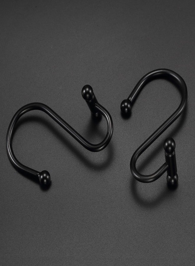EleCharm Bathroom Decorative Shower Curtain Hook Upgrade T Shape Anti-Slip Shower Curtain Ring Rustproof Multi-use Hangers (Black) - Image 4