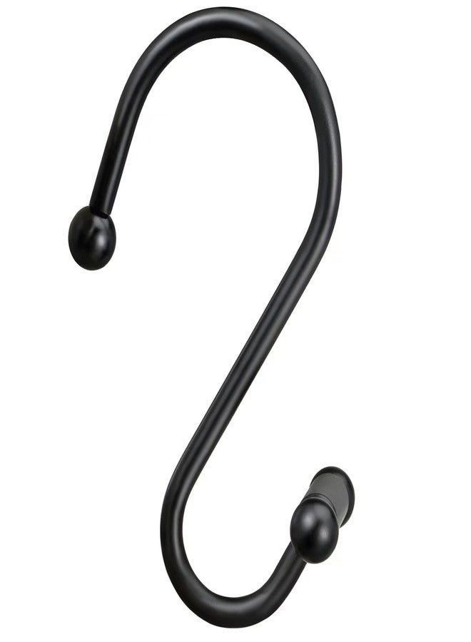 EleCharm Bathroom Decorative Shower Curtain Hook Upgrade T Shape Anti-Slip Shower Curtain Ring Rustproof Multi-use Hangers (Black) - Image 2