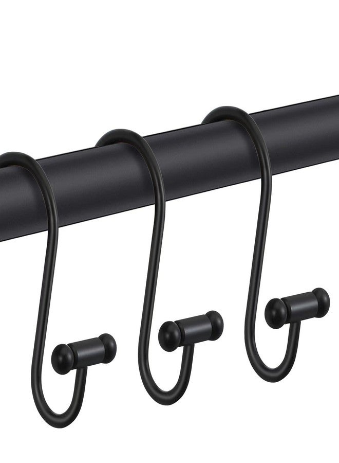 EleCharm Bathroom Decorative Shower Curtain Hook Upgrade T Shape Anti-Slip Shower Curtain Ring Rustproof Multi-use Hangers (Black) - Image 3