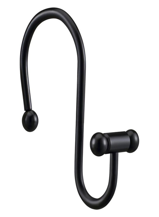 EleCharm Bathroom Decorative Shower Curtain Hook Upgrade T Shape Anti-Slip Shower Curtain Ring Rustproof Multi-use Hangers (Black) - Image 1
