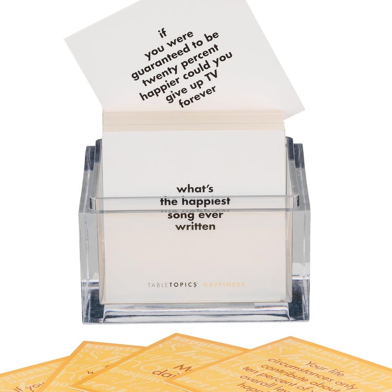 TableTopics Happiness Question Card Game - 135 Conversation Starter Cards with Tips, Ideas, & Quotes to Spark Meaningful Discussions with Adults at Dinner Parties, Girlsâ€™ Nights, and More - Image 2
