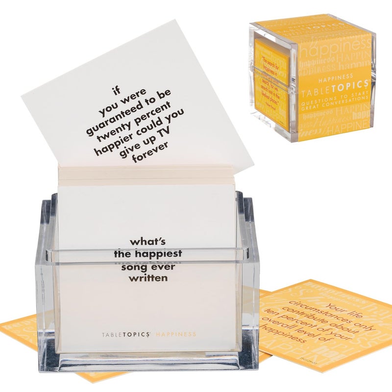 TableTopics Happiness Question Card Game - 135 Conversation Starter Cards with Tips, Ideas, & Quotes to Spark Meaningful Discussions with Adults at Dinner Parties, Girlsâ€™ Nights, and More - Image 3