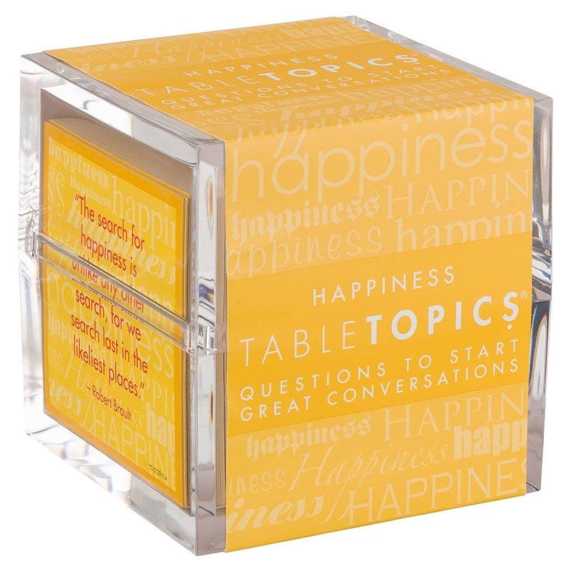 TableTopics Happiness Question Card Game - 135 Conversation Starter Cards with Tips, Ideas, & Quotes to Spark Meaningful Discussions with Adults at Dinner Parties, Girlsâ€™ Nights, and More - Image 1