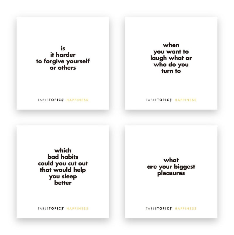 TableTopics Happiness Question Card Game - 135 Conversation Starter Cards with Tips, Ideas, & Quotes to Spark Meaningful Discussions with Adults at Dinner Parties, Girlsâ€™ Nights, and More - Image 5
