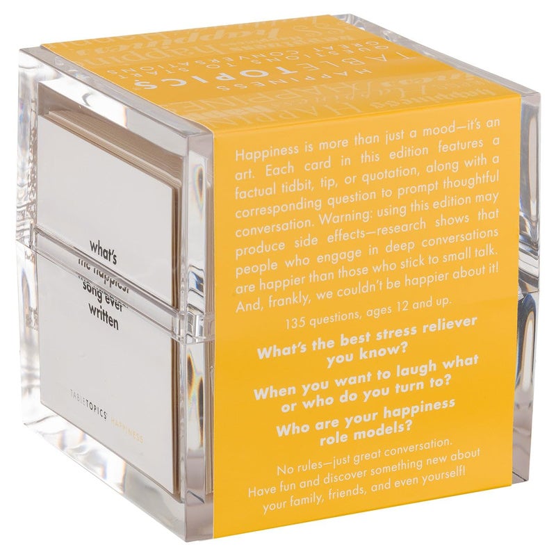 TableTopics Happiness Question Card Game - 135 Conversation Starter Cards with Tips, Ideas, & Quotes to Spark Meaningful Discussions with Adults at Dinner Parties, Girlsâ€™ Nights, and More - Image 4