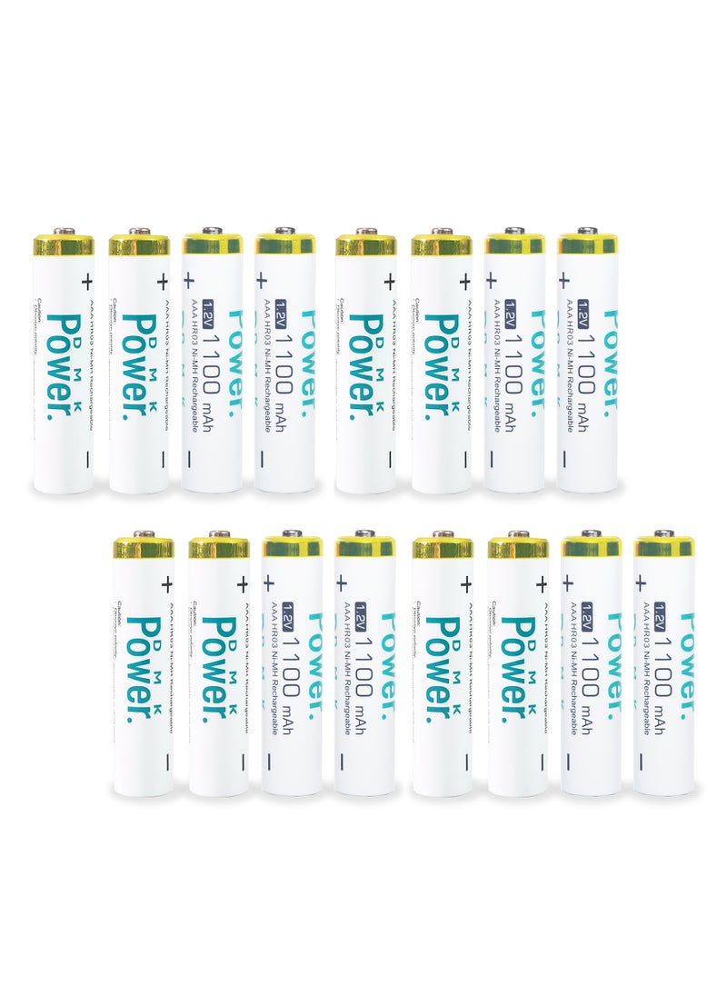 DMK Power - DMK Power 16 Pcs Rechargeable AAA Batteries ,1100mAh High Capacity Batteries 1.2V NiMH Low Self Discharge for House hold devices, toys, remote, etc... - Image 1