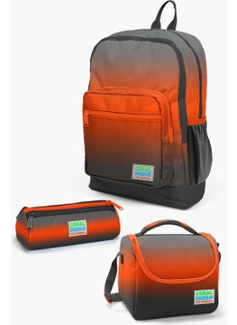 CORAL HIGH Kids Orange Gray Color Transition 3-Piece School Bag Set  - Image 1