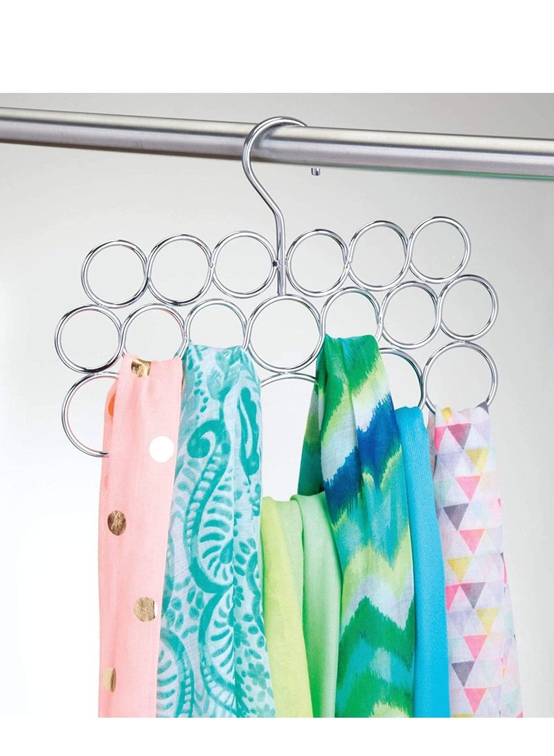 4basix Scarf Hanger 18 Loop Shawl and Scarf Organiser Stainless Steel Wardrobe Organizer Belts  Accessories Chrome Plated - Image 1