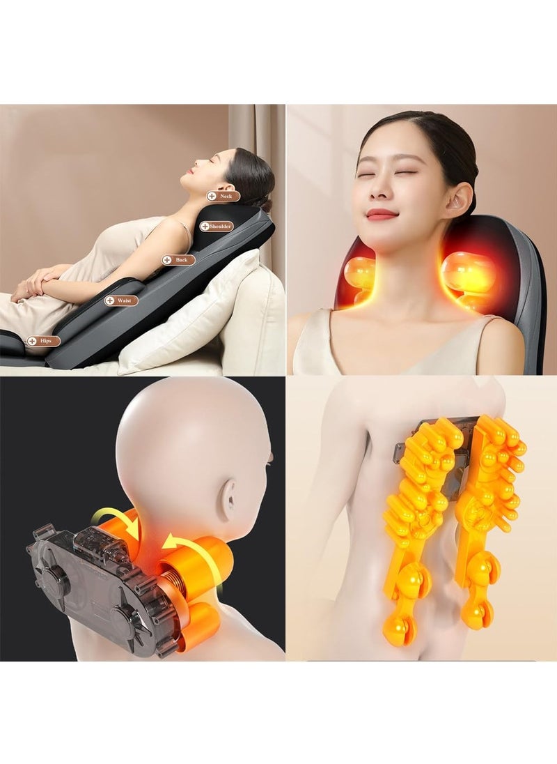 XiuWoo Massage Seat Cushion With Heat,Electric Deep Tissue Shiatsu Kneading Back Massage Chair Pad,5-In-1 Synchronous Massage,With 10 Sets Of Kneading Heads, with Car Adapter For Home Office Travel Use  - Image 3