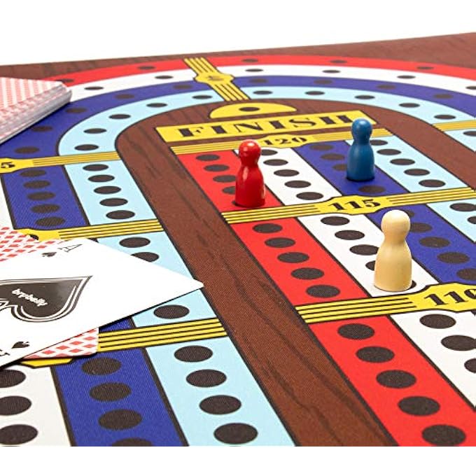 Brybelly Tabletop Cribbage  Giant Neoprene Mat 4Track Game with Travel Carry Bag  Includes Pawns  Deck of Playing Cards  Classic Family Board Game Night for Adults  Kids  24 Players 30 mins - Image 5