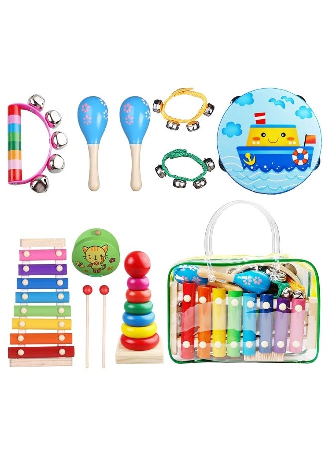 Childom Kids Musical Instruments For ToddlersBaby Musical Toys For ToddlersKid Toys For Girl GiftsFirst Birthday Gifts For BoysKids XylophoneMaracas For BabyWooden Instruments Toddler Toys With Bag - Image 1