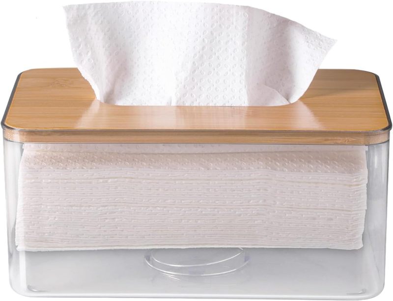 Transparent Acrylic Tissue Holder 18x11.8x10cm Rectangular Dispenser - Sleek Minimalist Design Paper Organizer for Bathroom Kitchen Home - Image 2