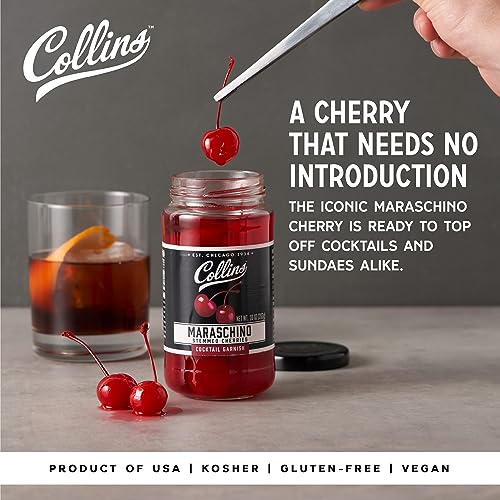 Collins Chicago Collins Stemmed Maraschino Cocktail Cherries - Royal Anne Cherries Garnish for Cocktails, Manhattan and Old Fashioned Mix, 10oz - Image 2