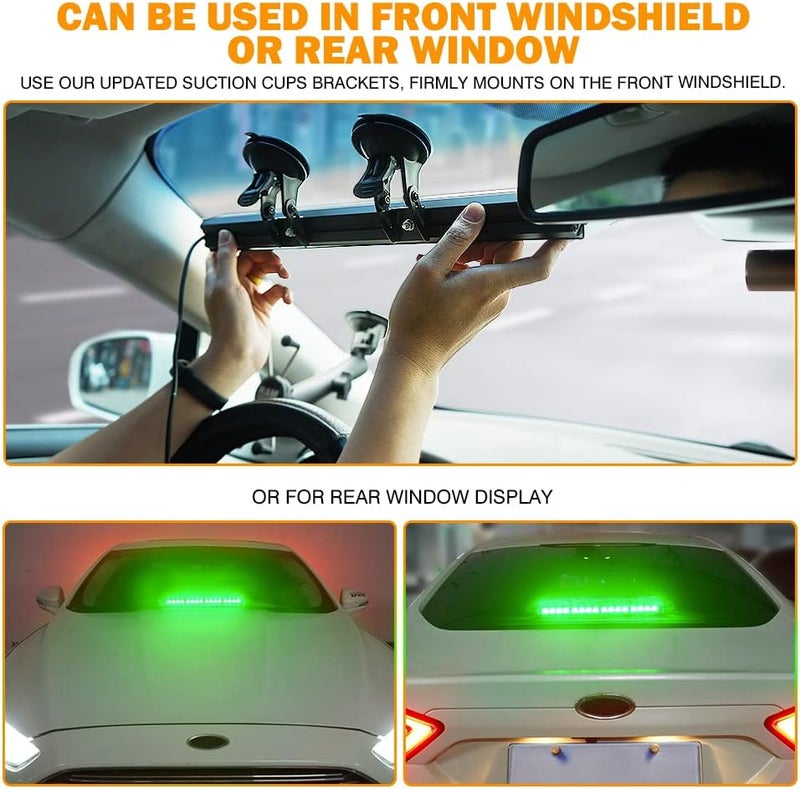 Xprite 16 LED Aluminum Windshield Strobe Light Bar - Green - Image 5