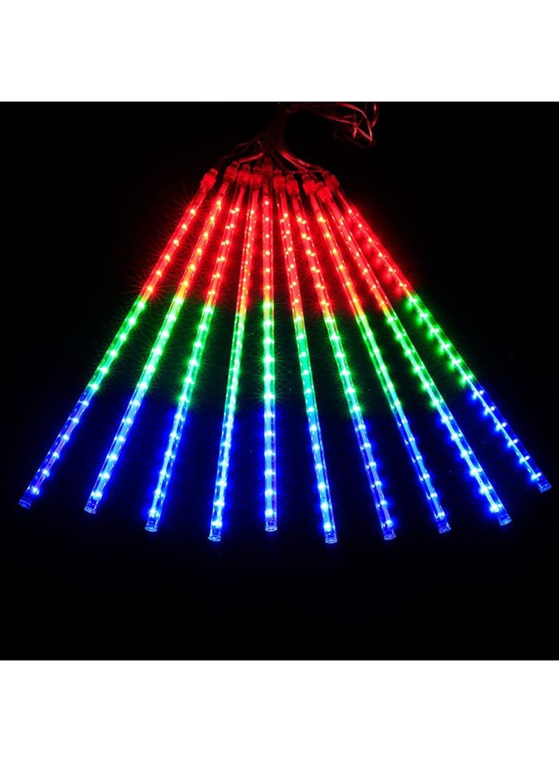 SYOSI Meteor Shower Lights - 11.8in LED Falling Rain Lights with 8 Tube 240 LEDs - Waterproof Outdoor MeteorFalling Rain Drop Lights for Xmas Tree Wedding Holiday Party Patio Decoration (Multi-colour) - Image 4