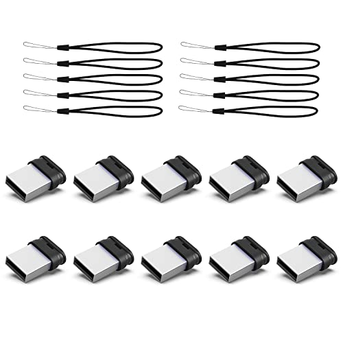 K&ZZ 16GB Mini Flash Drive 10 Pack 16G Small USB Drive with Lanyard Low Profile USB 2.0 Flash Drive 16 GB Tiny Thumb Drive Memory Stick (16GB, Black) - Image 1