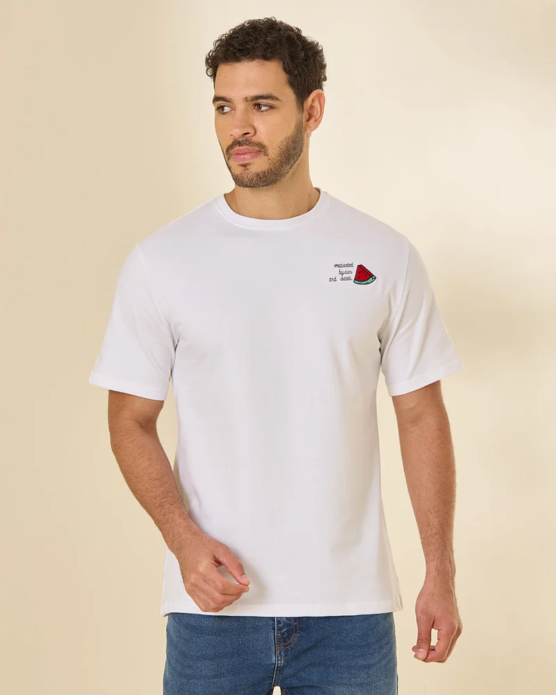 Redtag Men White Juice Printed T Shirt